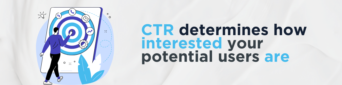 A graphic with text: CTR determines how interested your potential users are