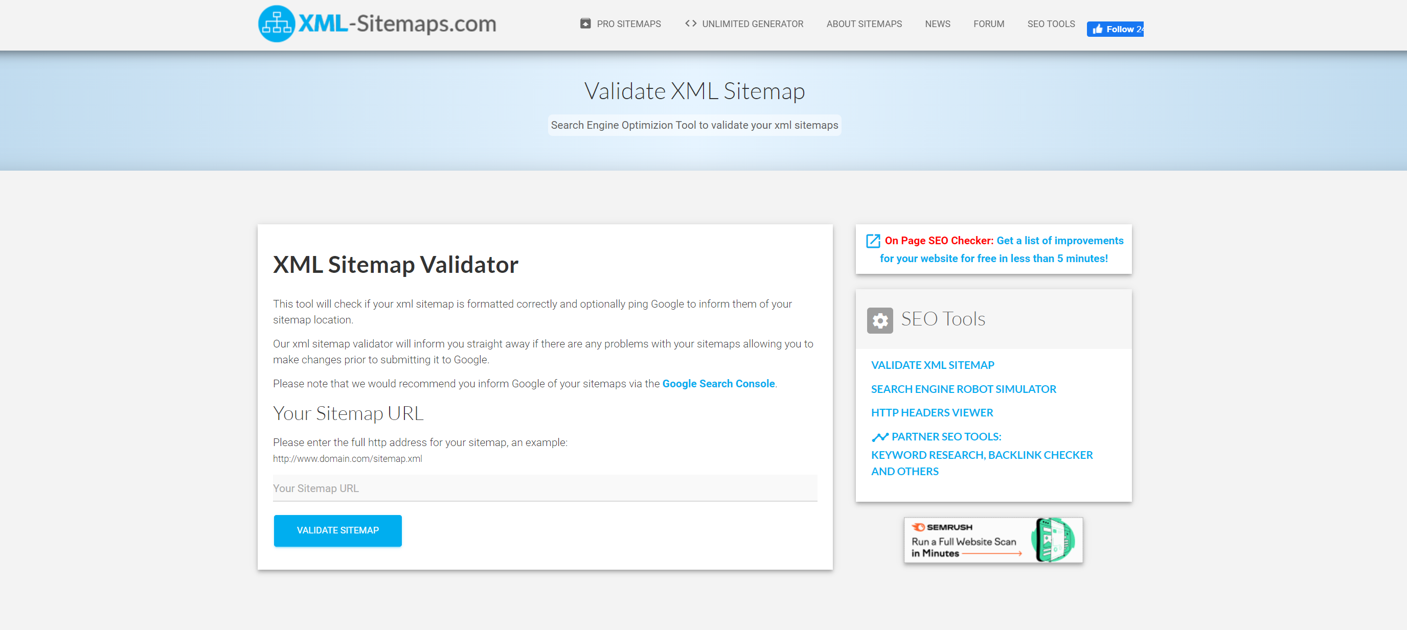 An XML sitemap validator tool