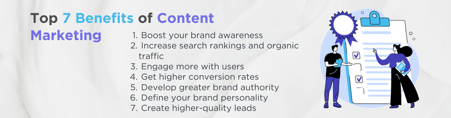 A list of content marketing benefits