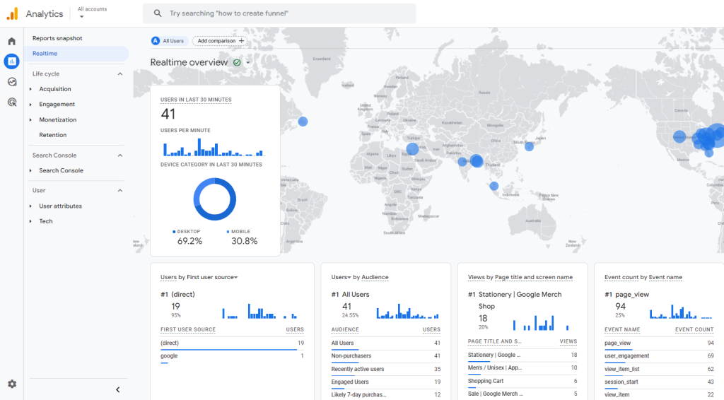 ga4 real time report setup