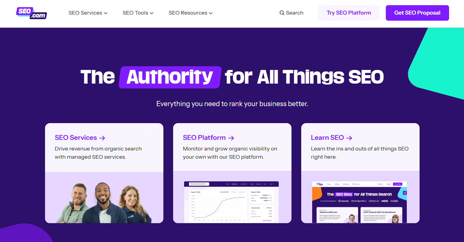 Screenshot of the SEO.com homepage